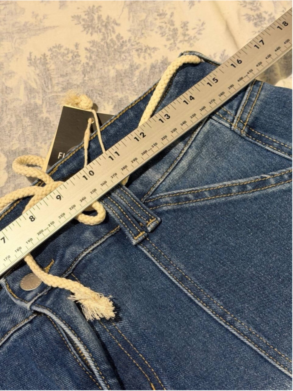 Flamingals High Waist Drawstring Wide Leg Crop Jeans for Women L - Picture 4 of 4